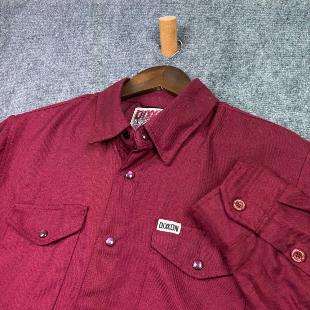 Dixxon Flannel Co Shirt Mens M Burgundy Bordeaux D-Tech Solid Button Down 0476